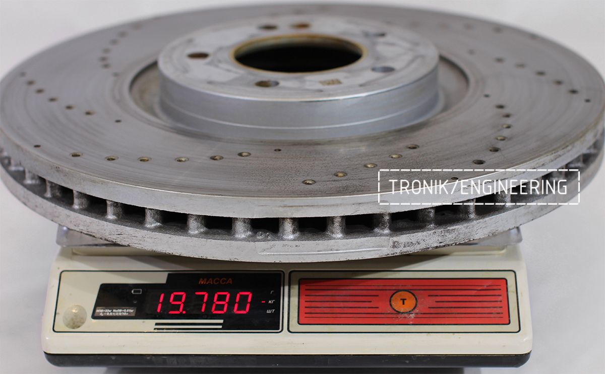 Масса переднего оригинального тормозного диска W463.276 равна 19780 грамм